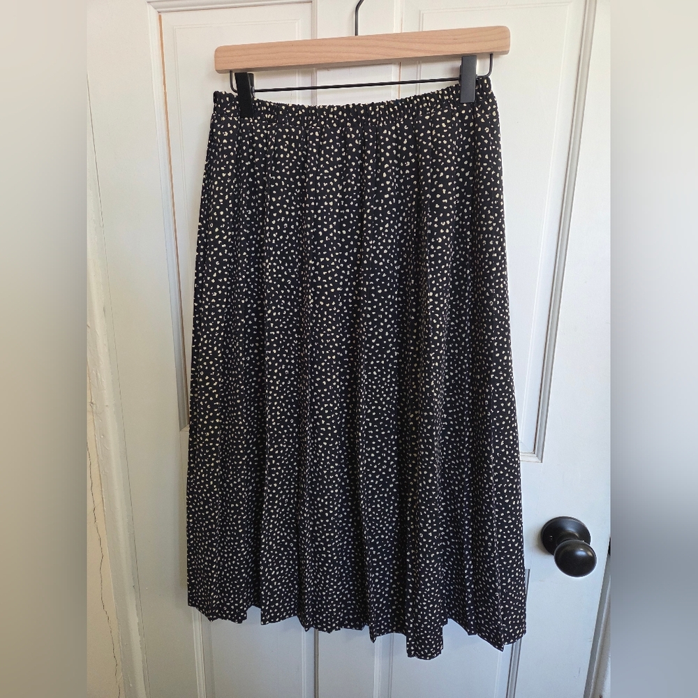 Black Polka Dot Midi Skirt
